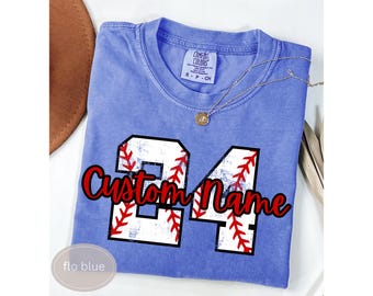 Custom Baseball Name and Number Shirt for Baseball Mom Baseball Sister Tee Baseball Girlfriend Tshirt Gift Team Mom Personalized Baseball