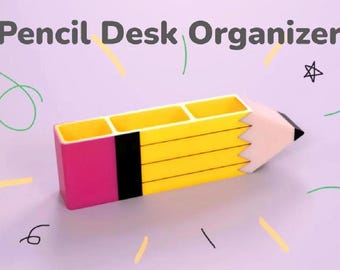 Pencil Shaped Desk Organizer, Vibrant Stationery Holder, Office Classroom Tidy
