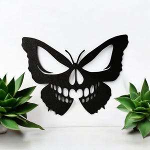 Skull Butterfly Wall Art: Gothic Macabre Home Decor