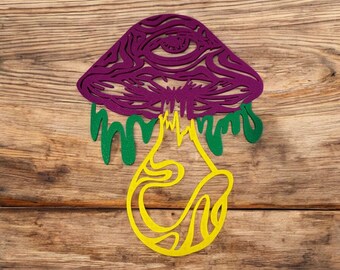 Psychedelic Mushroom Wall Art: Trippy Eye Laser Cut Boho Decor