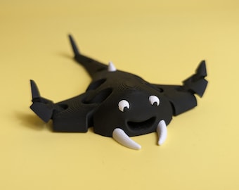 Gelede mantarog fidgetspeeltje, 3D-geprinte sleutelhanger zeedier, sensorisch bureauaccessoire