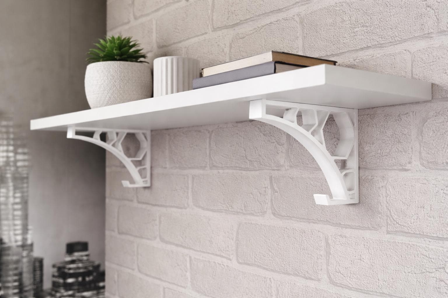 Set of 2 Geometric Shelf Brackets | Modern Minimalist Wall Support ...