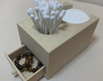 Bathroom Organizer with Drawer: Cotton Pad & Q-Tip Storage