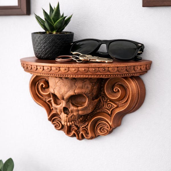 Skull Wall Shelf | Gothic Home Decor, 12 Inch