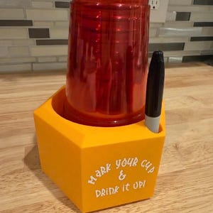 Party Cup Holder with Marker Slot – Red Solo Cup Dispenser & Marker Station – Fun Drink Cup Organizer for Parties, BBQs and Gatherings