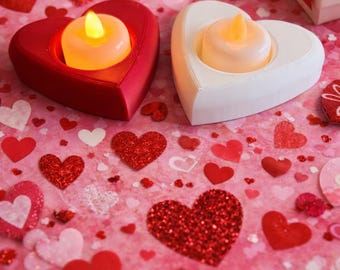 Heart Tealight Candle Holder Set | Valentine's Day Decor, Gift for Couples
