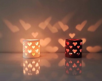 Heart Cutout Candle Holder Set | Romantic Tealight Holders