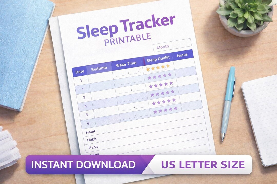 Sleep Tracker Printable | Night Routine Wellness Planner (digital ...