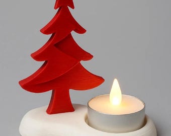Red Christmas Tree Tealight Holder – Modern Holiday Centerpiece