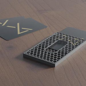 Moderner Visitenkartenhalter - Schlankes Hex-Design | Minimalistischer Desktop-Karten-Organizer | Luxus Professionelles Büro Accessoire