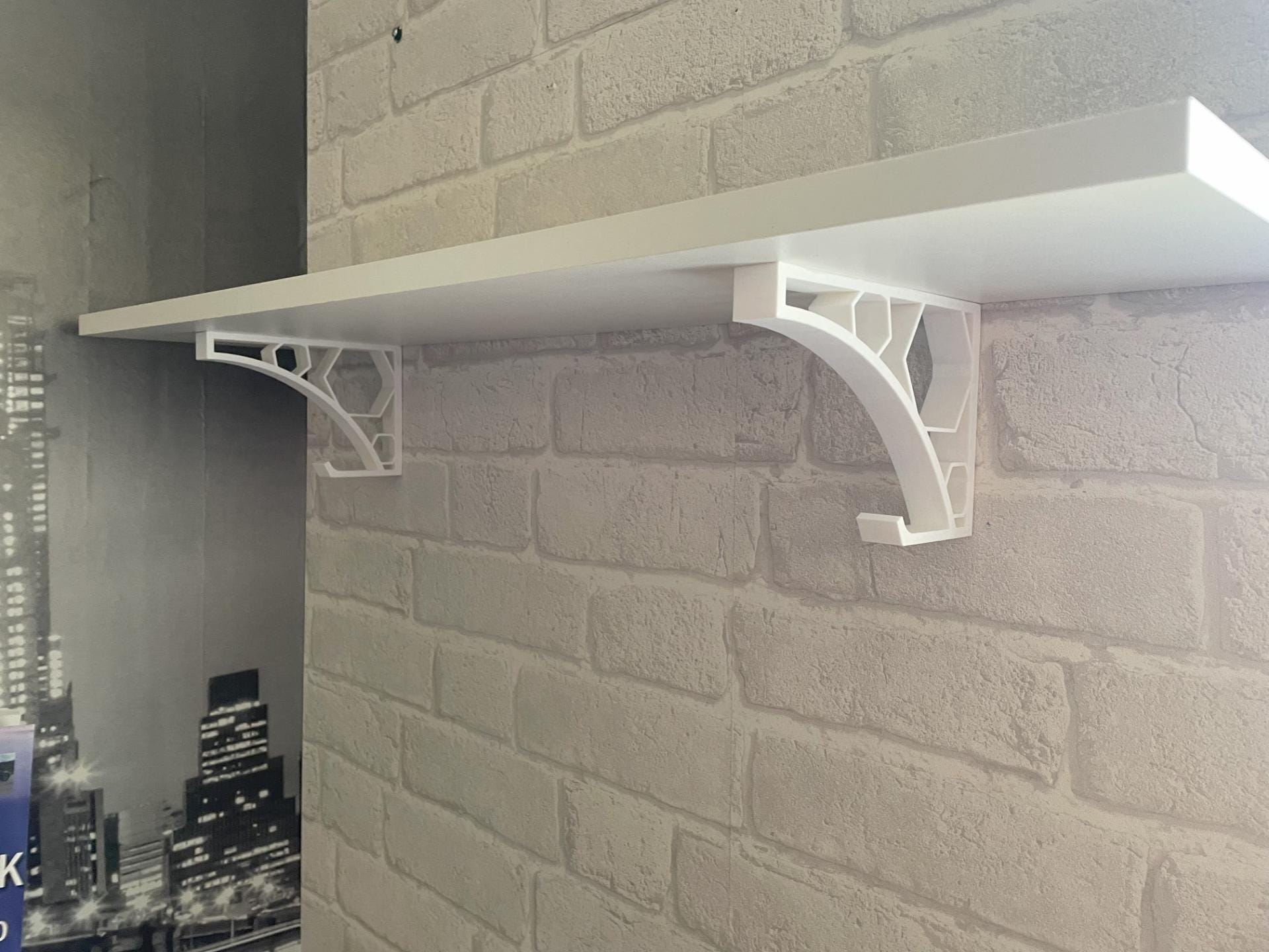 Set of 2 Geometric Shelf Brackets | Modern Minimalist Wall Support ...