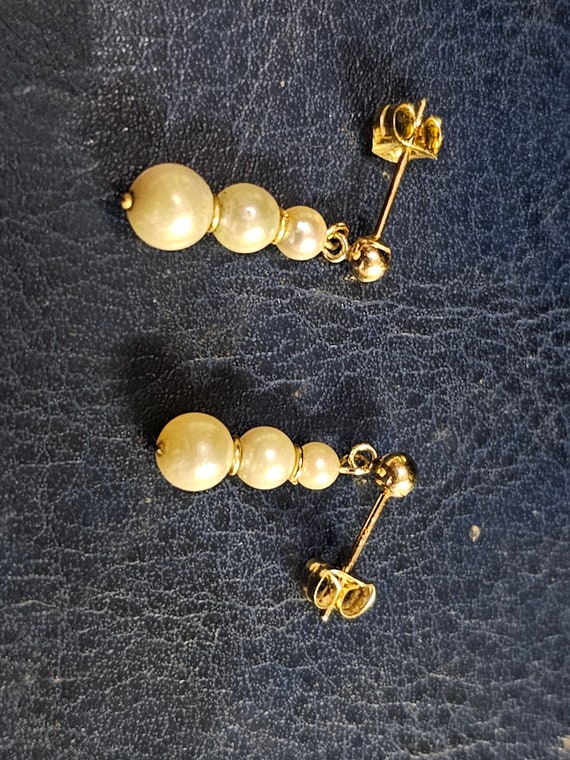 14k dangle pearl earrings - image 4