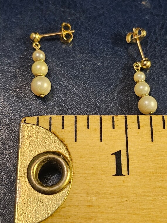 14k dangle pearl earrings - image 3