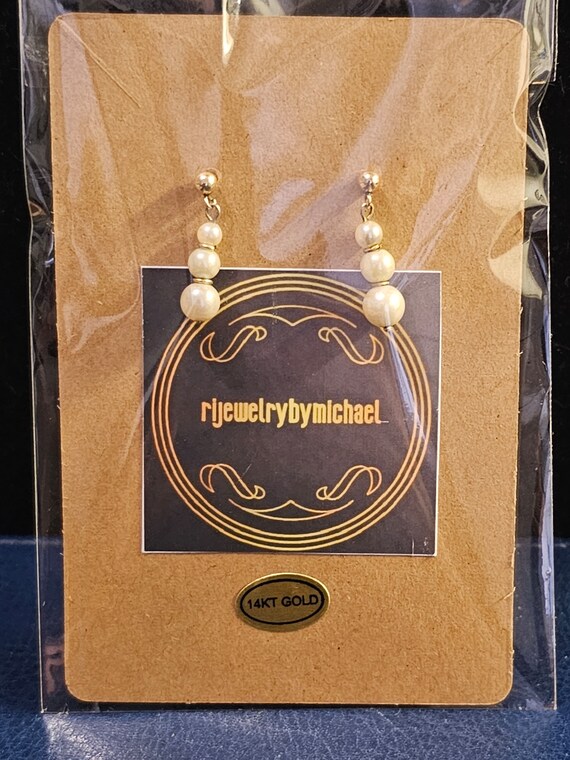 14k dangle pearl earrings - image 7