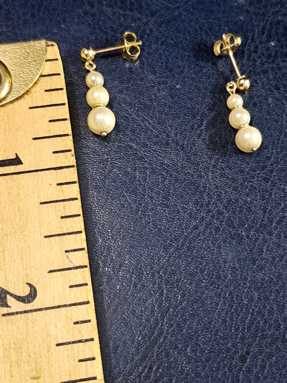 14k dangle pearl earrings - image 5