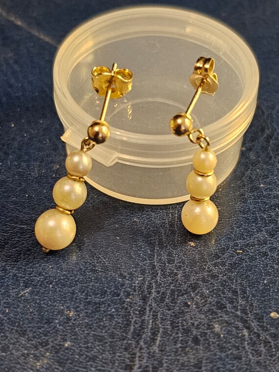 14k dangle pearl earrings - image 6