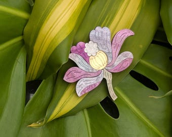 Passion fruit flower multilayered brooch