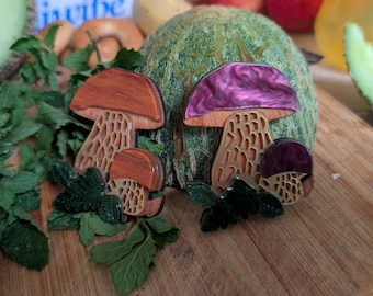 Mushroom acrylic multilayer brooch