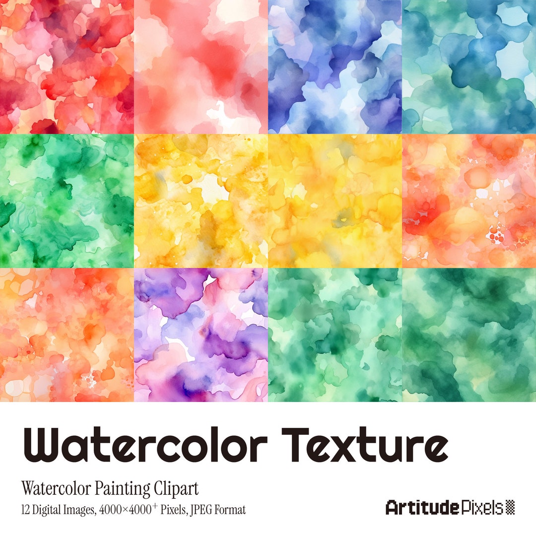 Watercolor Texture Clipart 12 High-quality Watercolor Jpgs, Premade for ...