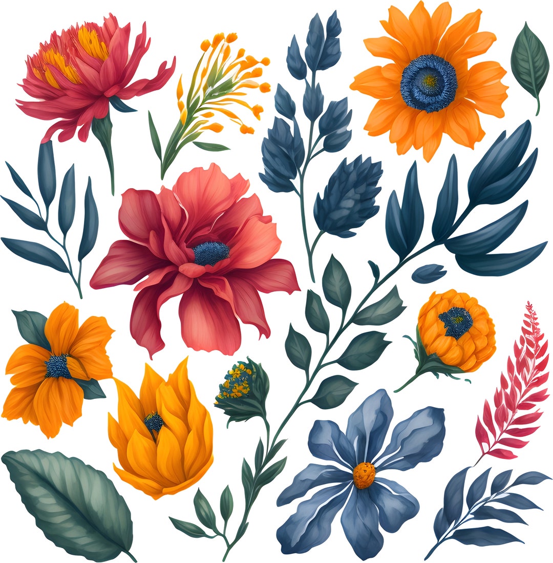 20 Summer Transparent Flowers Virtual PNG Images Perfect Etsy