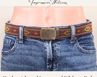 Bohemian Jacquard Ribbon Belt. Fabric Floral Jeans Belt  display picture 2