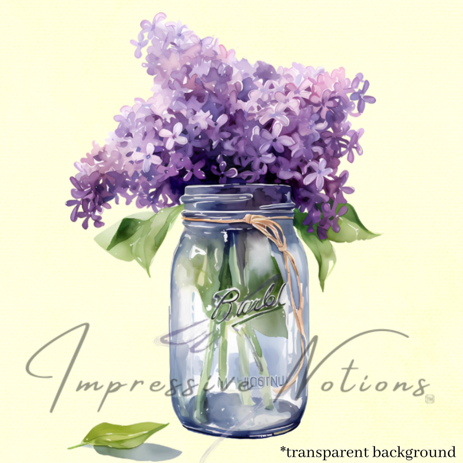 Watercolor PNG Lilacs in Mason Jar, Transparent Digital Clip Art ...