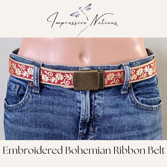 Bohemian Jacquard Ribbon Belt. Fabric Floral Daisy Flower  display picture 1