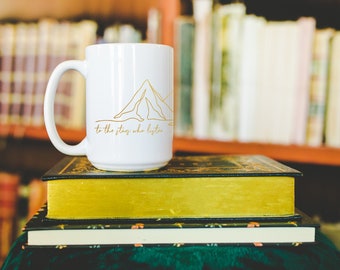 Taza de cerámica con cita "To The Stars Who Listen" de ACOTAR, 15 onzas, SJM Merch