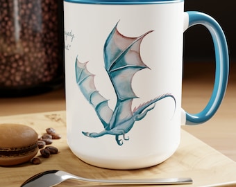 Cuarta ala, dragón, violeta, tazas de café de dos tonos, 15 oz