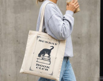 Sunday Book ClubTote, Bolsa de lona amante del libro, Regalo del lector