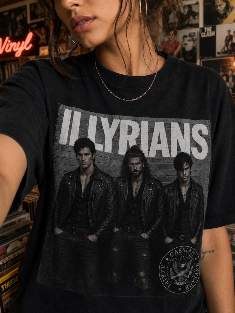 Illyrians ACOTAR photo T-Shirt | Rock band inspired tee, vintage black-and-white print image 1