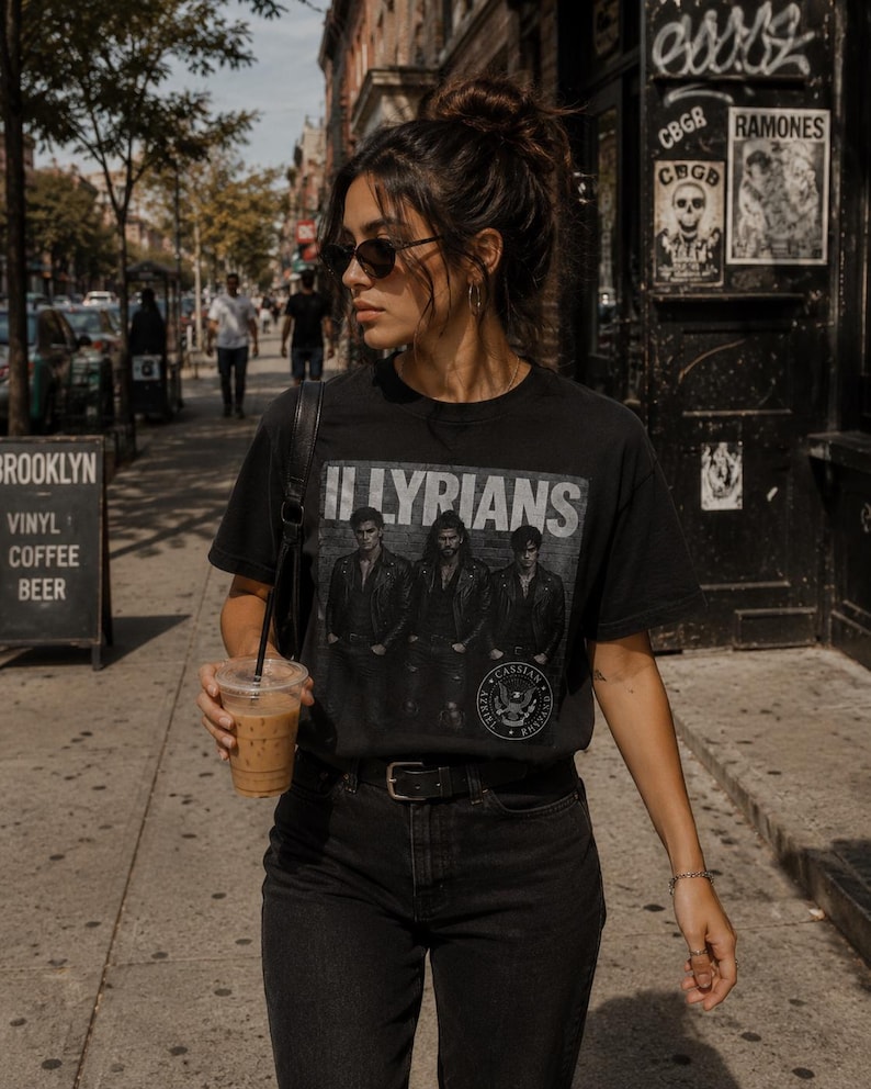 Illyrians ACOTAR photo T-Shirt | Rock band inspired tee, vintage black-and-white print image 6