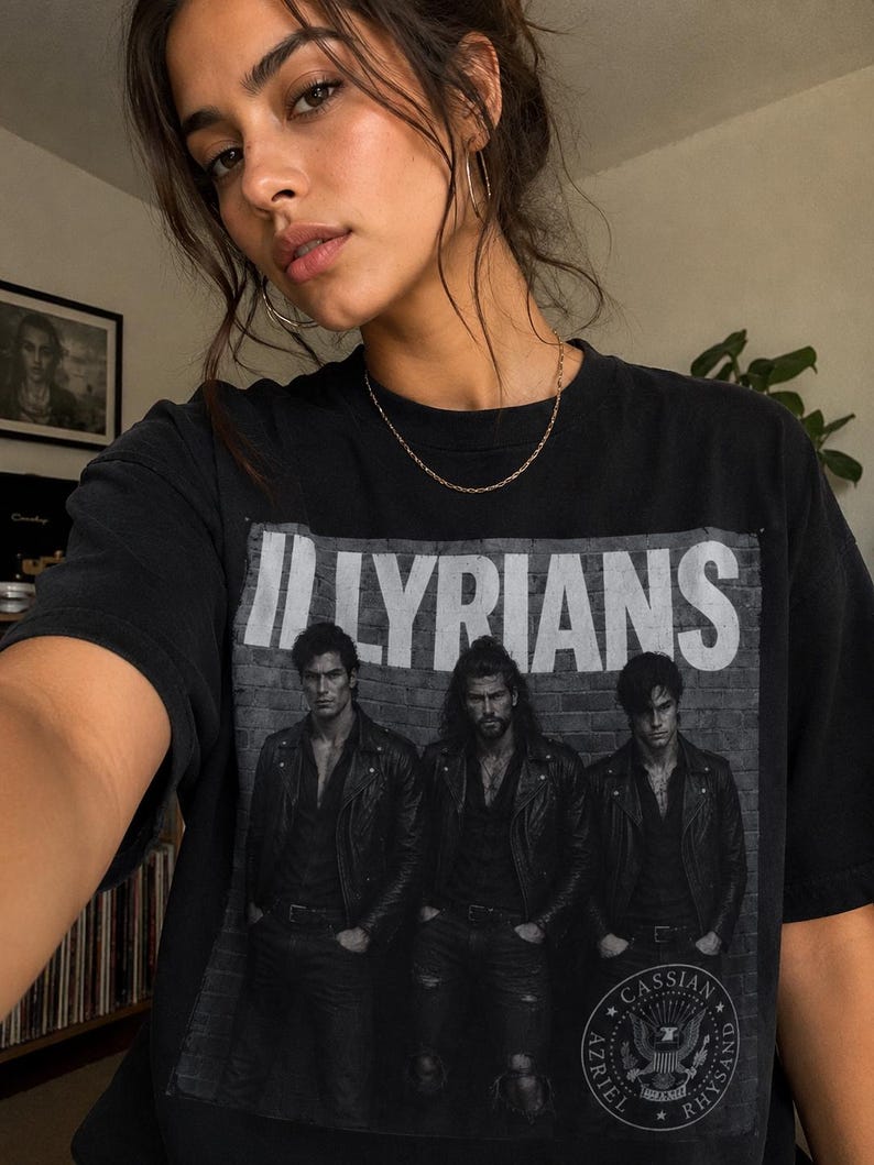 Illyrians ACOTAR photo T-Shirt | Rock band inspired tee, vintage black-and-white print image 7