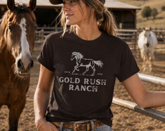 Gold Rush Ranch Horse T-Shirt | Vintage Western Ranch Tee