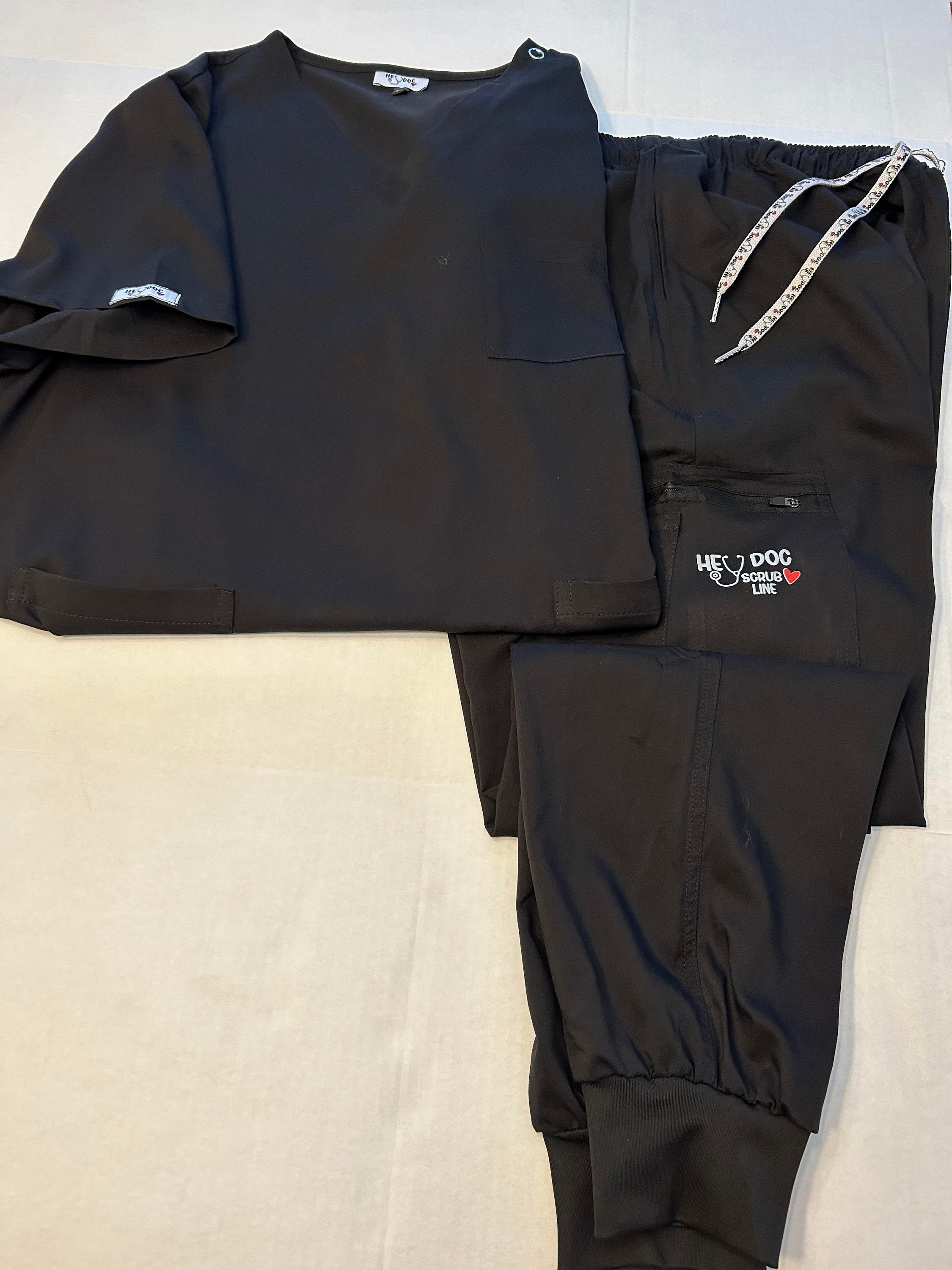 Black Heydoc Jogger Scrub Set Etsy Ireland