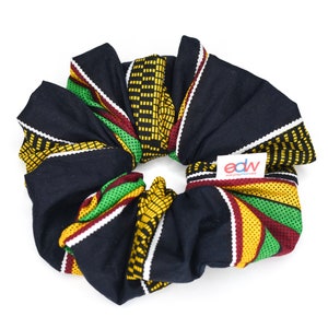 XL Kente Scrunchie THIN ELASTIC, 100% Cotton, Large, Hair Accessories, Ponytail holder, Hair tie, Hair scrunchie, Gifts, stylish hair tie