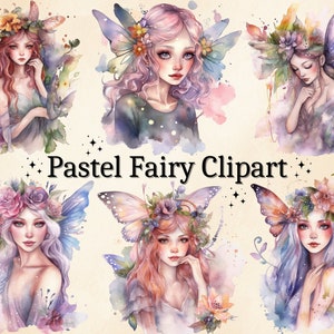 18 PNG 水彩パステル妖精クリップアート、ファンタジー妖精クリップアート、魔法の妖精、妖精の花、妖精、妖精アート、おとぎ話アート、花の妖精