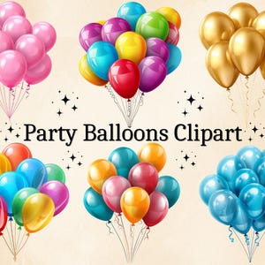 18 PNG Aquarell Party Luftballons Clipart, Geburtstag Clipart, Ballon PNG, Party Clipart, Baby-Dusche Clipart, Party Dekor, bunte Luftballons