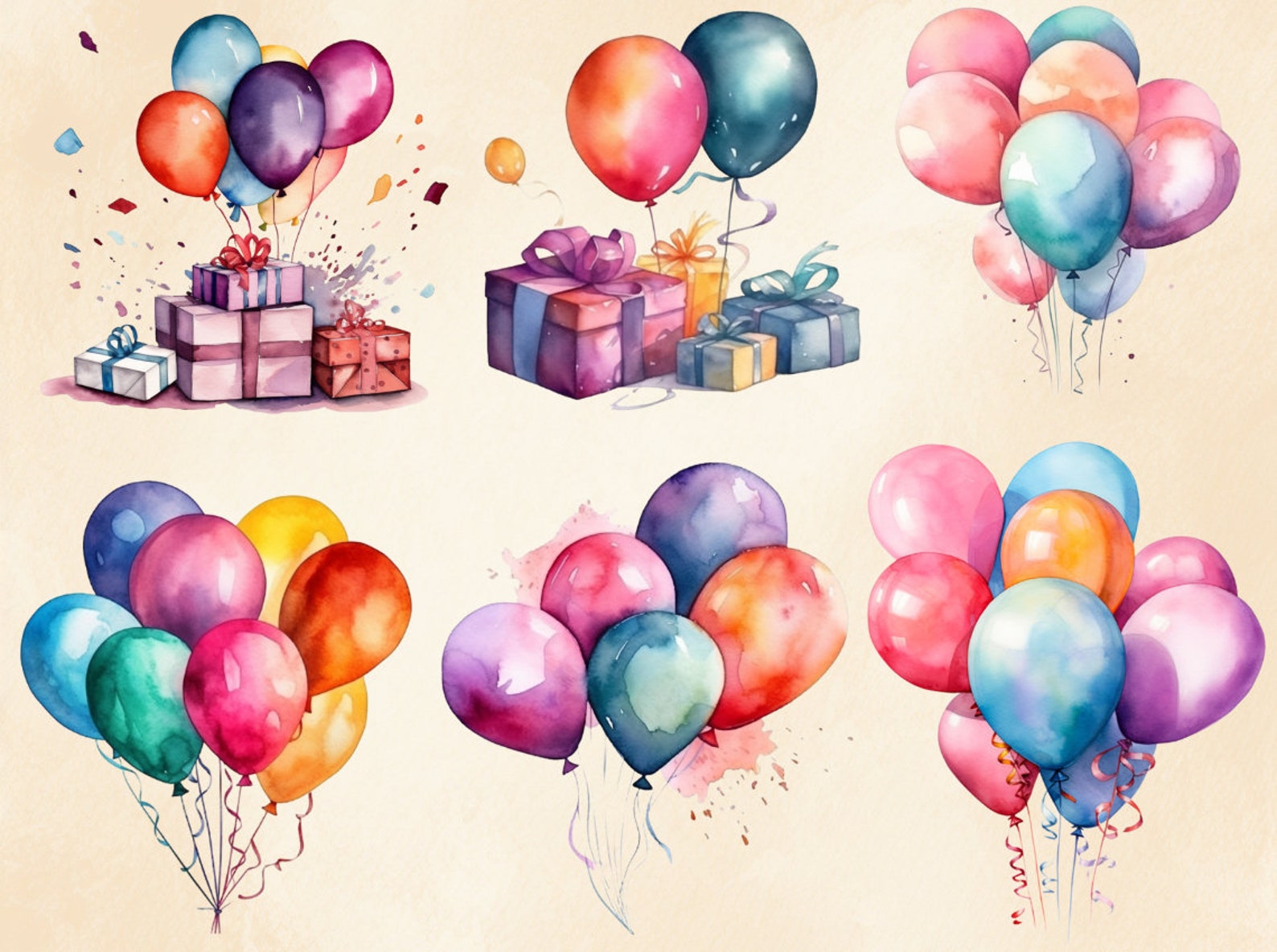 21 PNG Watercolor Happy Birthday Clipart, Kids Birthday Clipart Pack ...