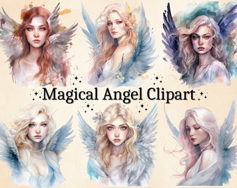 21 PNG Watercolor Magical Angel Clipart, Fantasy Angel Clip Art, Fairy Clip art, Angel Fairy Clipart, Angels Art, Guardian PNG Bundle