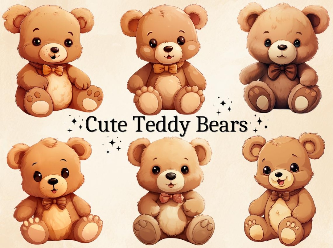 Watercolor Teddy Bear Clipart: Baby Shower Nursery PNG (digital Bundle ...