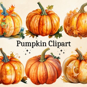 16 PNG Watercolor Pumpkin Clipart, Halloween Clipart, Autumn Clipart, Fall Clipart, Pumpkins Clipart, Digital Bundle