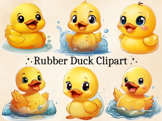 Watercolor Rubber Duck Clipart, Nursery PNG Bundle (Digital Download)