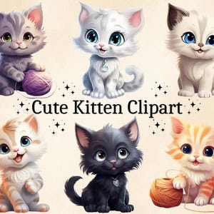 14 PNG Aquarell süße Kätzchen Clipart, Cartoon Katze PNG, glückliche Katze Clip Art, spielerische Kätzchen, kommerzielle Nutzung, digitales Bundle