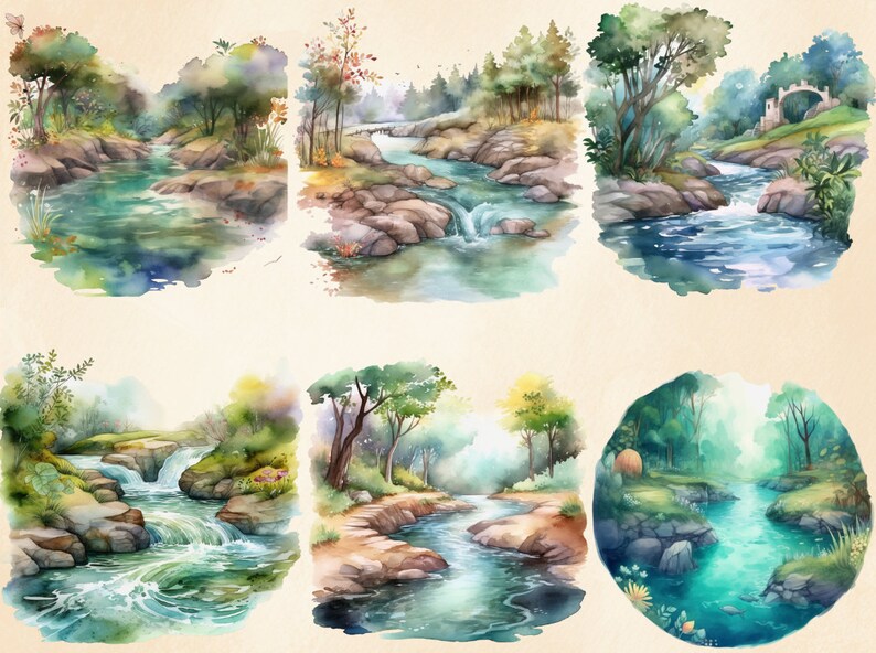 21 PNG Watercolor Magical River Clipart Fun Magical River PNG Etsy