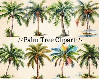 Aquarell Palme Clipart: Tropisches PNG Bundle (kommerzielle Nutzung)