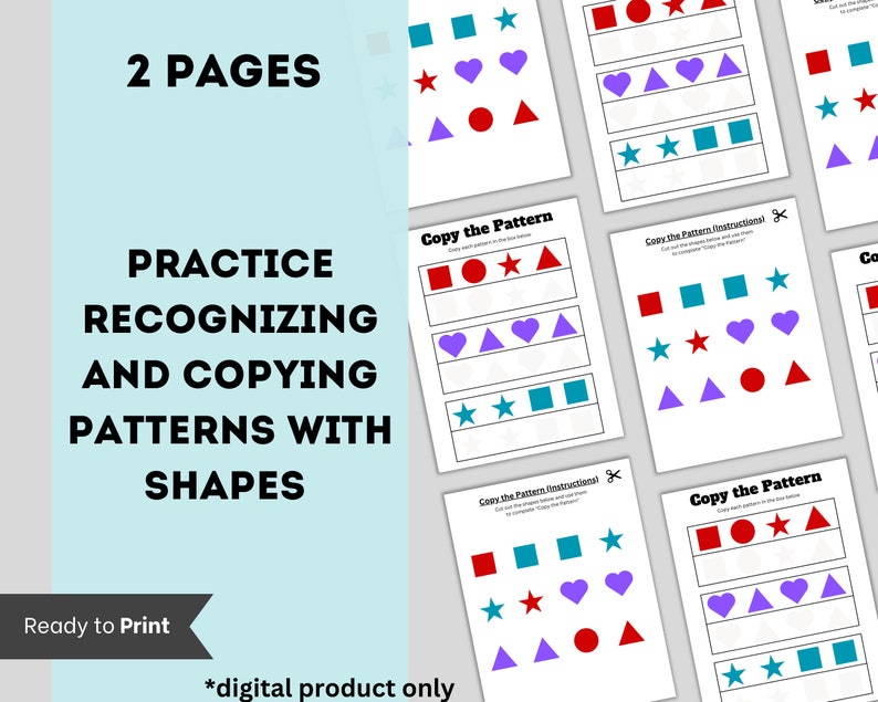 Pattern Worksheet, Complete the Pattern, Copy Pattern, Worksheet for ...