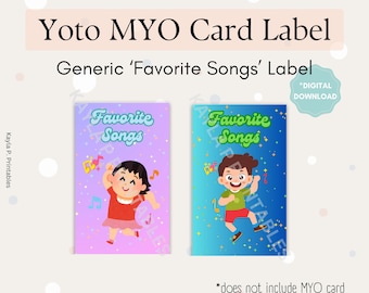 Yoto MYO Card Label Printable, Make Your Own Card labels, Ready to Print, Generic, Kids Yoto, instant download, DIY sticker, favorite songs