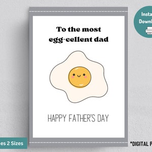 Printable Father&#39;s Day Card funny, punny card for Dad, Egg-cellent Dad card, gift for dad, card with dad joke, instant download, blank card