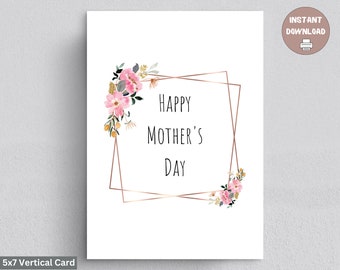 Mother’s Day Card cute, Printable Mother’s Day Card, Floral Mother’s Day Card, Instant Download Card, Digital Download, Gift for Mom